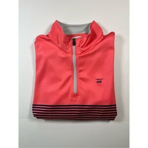 Bald Head Blues Dogwood 1/4 Zip Golf Resort Coral Pink Stripe Size Medium NWT